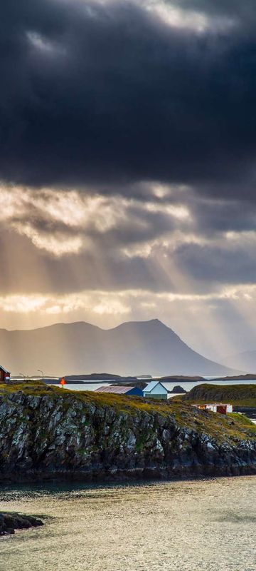 iceland snaefellsnes dramatic sky over stykkisholmur istk