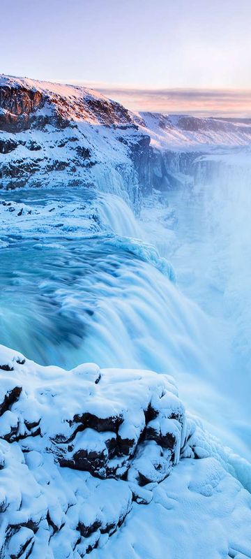 iceland stunning gullfoss waterfall winter istk