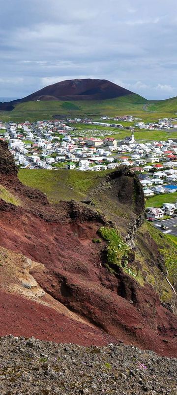 iceland view over heimaey westman islands doll