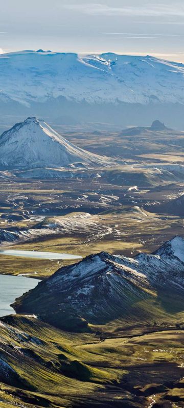 icelandic highlands aerial view across volcanic landscape rth