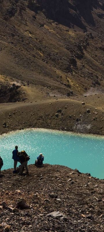 new zealand tongariro national park emerald lakes hikers istk