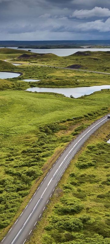 Aerial view over Lake Myvatn