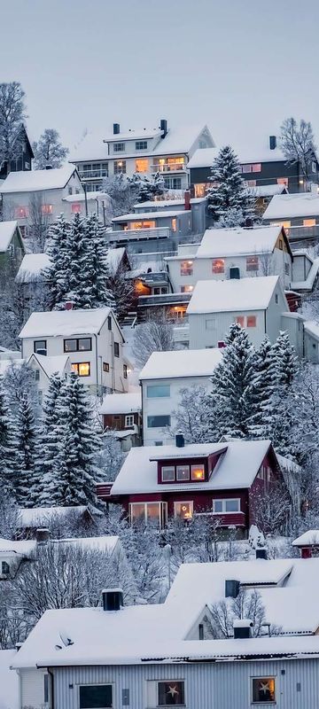 northern norway tromso houses on hillside winter istk