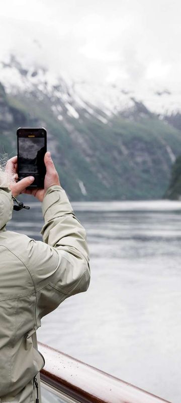 norway geirangerfjord photographing the view from deck havila