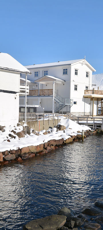 norway northern senja mefjord brygge rear view