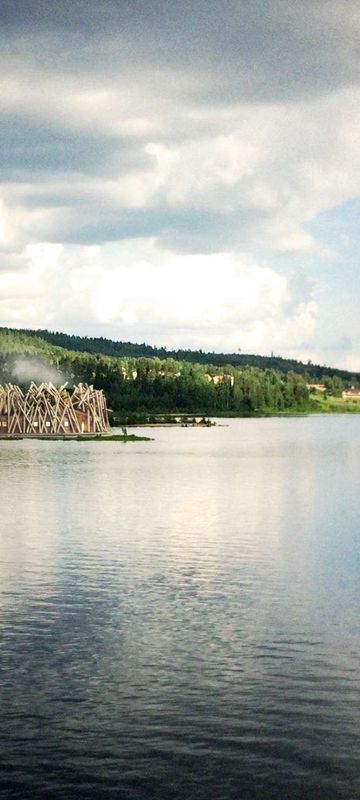 sweden arctic bath summer lake view