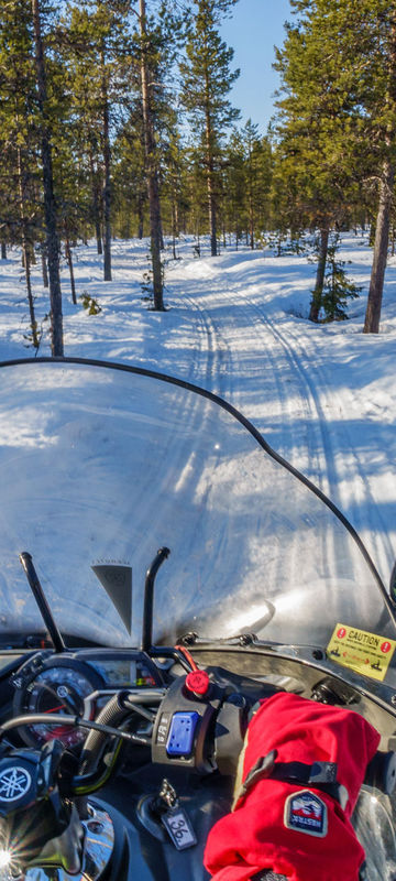 sweden lapland snowmobile forest pov icehotel rth