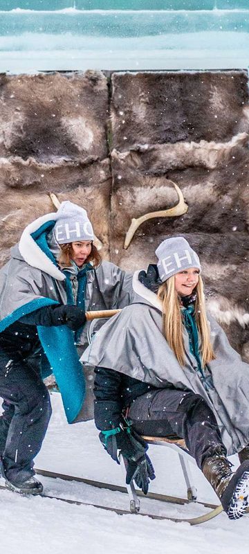 swedish lapland kicksled fun icehotel entrance ak