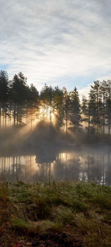 swedish lapland mist over rane river autumn gr