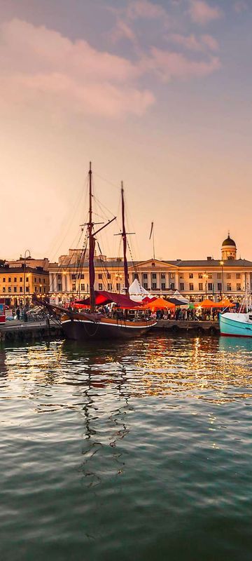 finland helsinki harbour and waterfront sunset istk