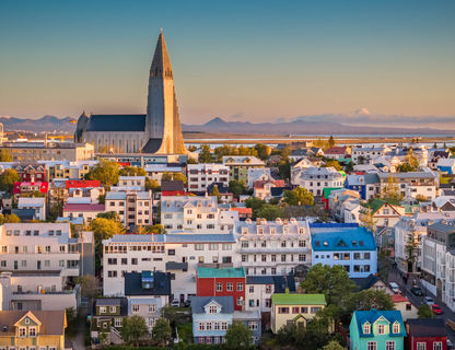 Reykjavik skyline with Hallgrimskirkja church standing sentinal
