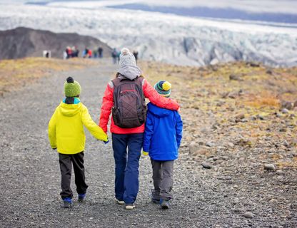 south east iceland family walking in skaftafell national park istk