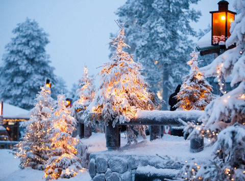 finland atmospheric lights at santa claus village rovaniemi astk