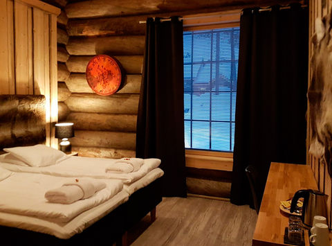 finland lapland nangu cabin interior twin