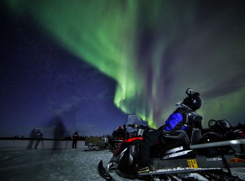 finland snowmobile aurora safari nellim