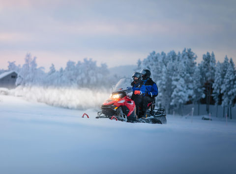 finnish lapland snowmobiling winter scenery whs