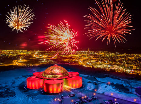 iceland reykjavik new year fireworks over perlan rth