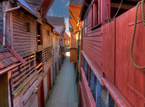 norway bergen bryggen wooden houses istk