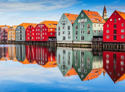 norway trondheim wharf colourful buildings istk