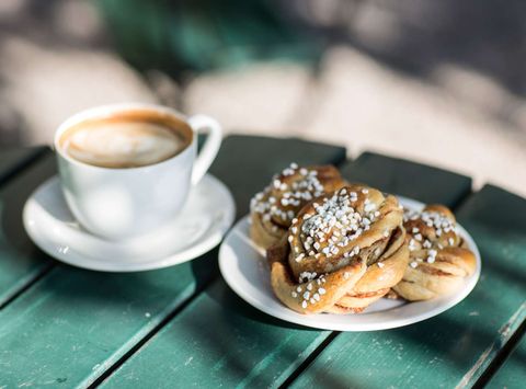 swedish fika cinnamon bun and coffee vs