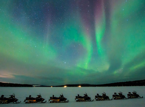 swedish lapland icehotel northern lights by snowmobile