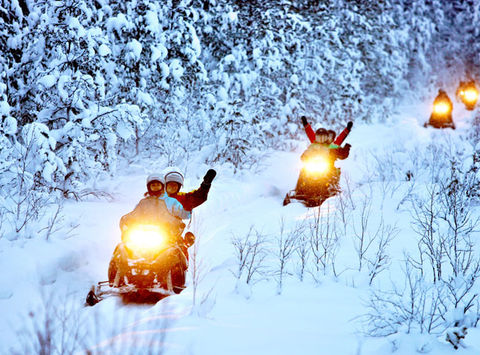 swedish lapland snowmobile forest tour lulea