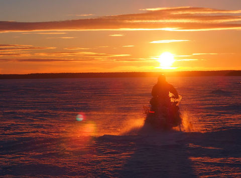 swedish lapland snowmobile tour to the lulea archipelago sunset