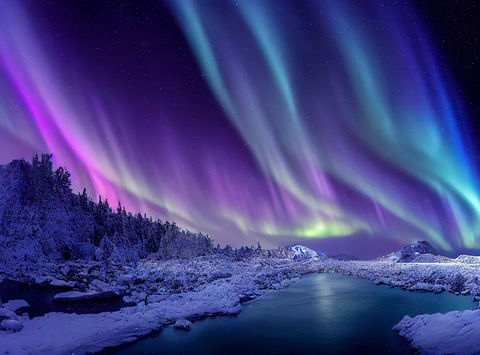 Colours of the aurora borealis over Norway