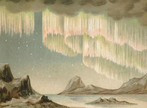 Lithograph of northern lights