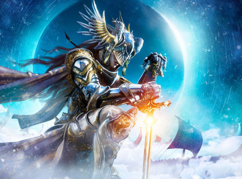 Illustration of Valkyri with an aurora background - Norse myths