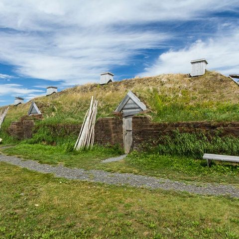 canada newfoundland viking longhouse at l anse aux meadows istk