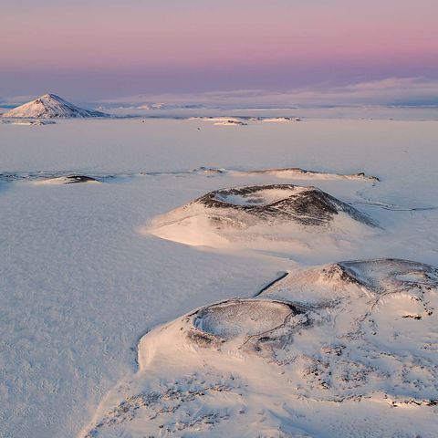 iceland north east lake myvatn snow covered pseudo craters rth