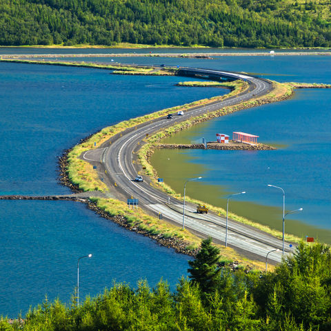 iceland north road 1 across eyjafjordur akureyri istk
