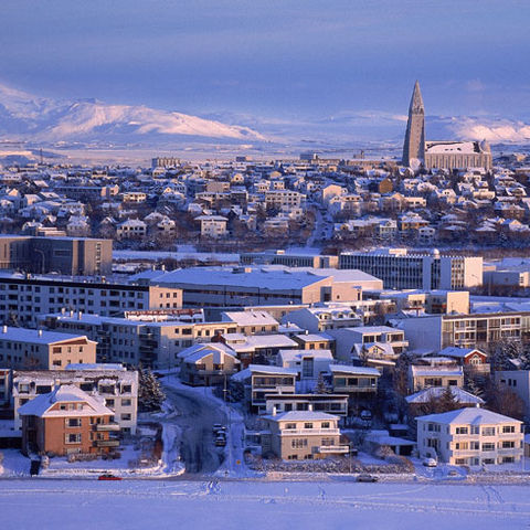 iceland reykjavik cityscape winter rth