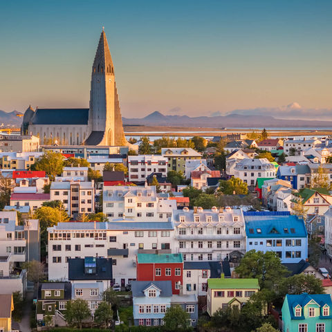 Reykjavik skyline with Hallgrimskirkja church standing sentinal