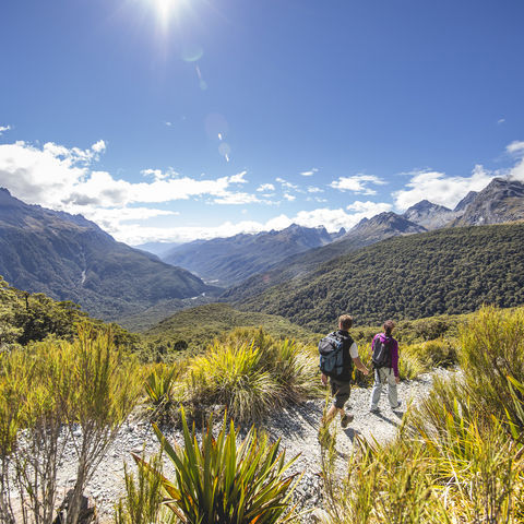 Hiking to Key Summit on the Routeburn Track