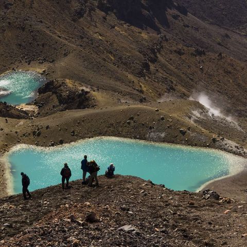 new zealand tongariro national park emerald lakes hikers istk