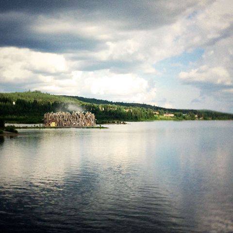 sweden arctic bath summer lake view