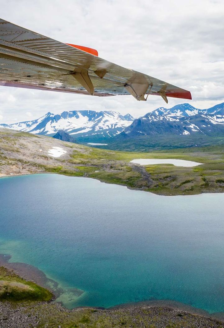 alaska katmai aerial view with wing istk