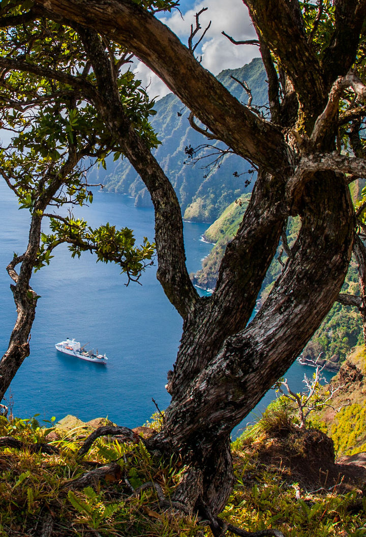 french polynesia marquesas ship in bay aranc