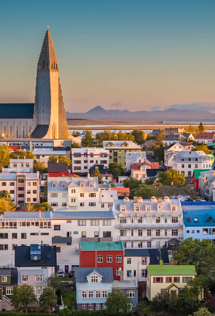 Reykjavik skyline with Hallgrimskirkja church standing sentinal