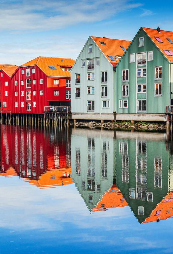 norway trondheim wharf colourful buildings istk