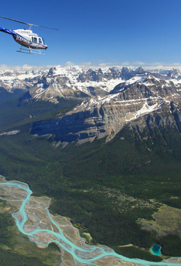 rocky mountains icefields helicopter