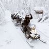 finnish lapland ranua snowmobiling with children on sled