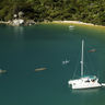 new zealand abel tasman catamaran moored in bay istk