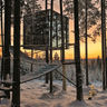 sweden lapland sunset cube treehotel